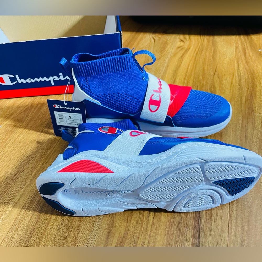 Champion Women's Lady Legend V CB High-Top Shoes Lace Up Blu/Wht/Rd Size:6